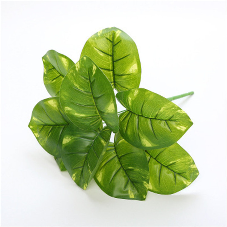 A402 Artificial Green Plants Potted 9 fork Green Snail Leaf Balcony Garden Wall Decoration Simulation Plant Leaves