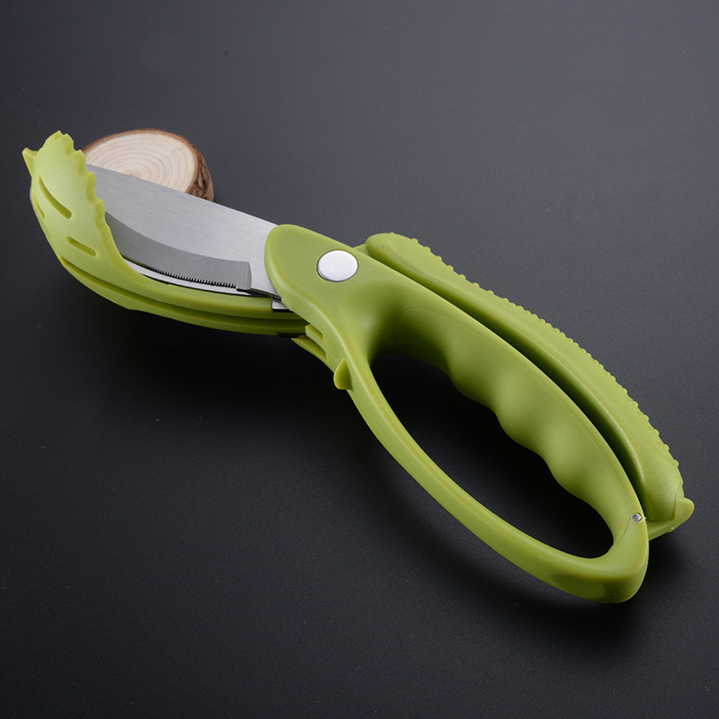 DD1446  Double Blade Cutter Sharp Tong Scissor For Chopped Salad Shears Meat Food Cooking Kitchen Vegetable Salad Scissors