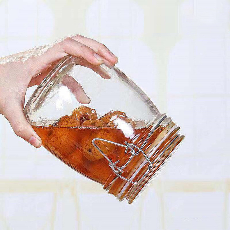 DD1830  Fermenting Pickle Canning Mason Jar Airtight Lids Bottle Food Storage Container Steel Ring Sealed Glass Tank