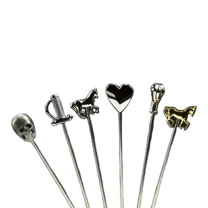 P335 Martini Cocktail Picks Olive Fork Fruit Sign Decoration Stainless Steel Horse Color Plated Needle