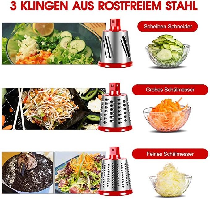 O26 3 in 1 Vegetable Mandoline Slicer Swift Rotary Drum Grater Nut Shredder Veggie Cutter Peeler Spiralizer Cheese Chopper