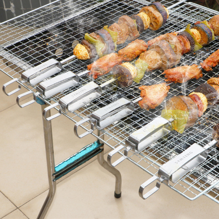 T223 Skewers for Barbecue Reusable Grill Stainless Steel Skewers Shish Kebab Kitchen Accessories Tools Camping BBQ Flat Forks