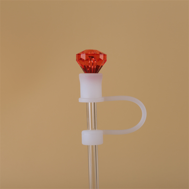 DD2549   Diamond Spill Proof Stopper Toppers for 10mm Party Decor Protect Dust Plug Straws Cover Diamond Straw Cap