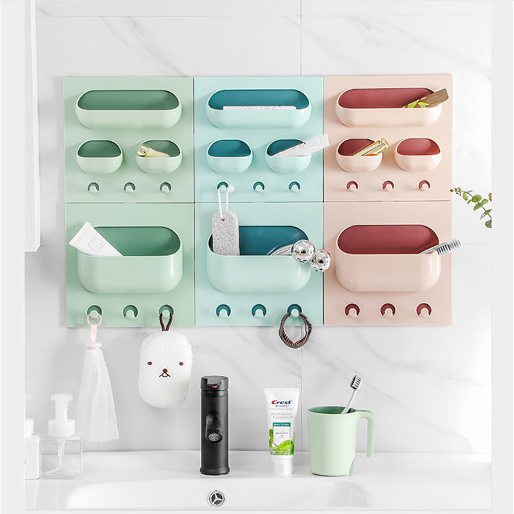 A1048 Multi-Purpose Wall Paste Storage Shelf Hanging Bath Kitchen Organizer Racks Free Punch Strong Seamless Paste Storage Rack