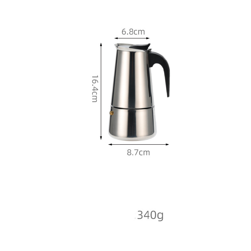 S082 Portable Espresso Coffee Maker Moka Pot Hand made  Stainless Steel Coffee Brewer Kettle Pot For Pro Barista