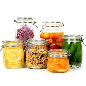 DD1830  Fermenting Pickle Canning Mason Jar Airtight Lids Bottle Food Storage Container Steel Ring Sealed Glass Tank