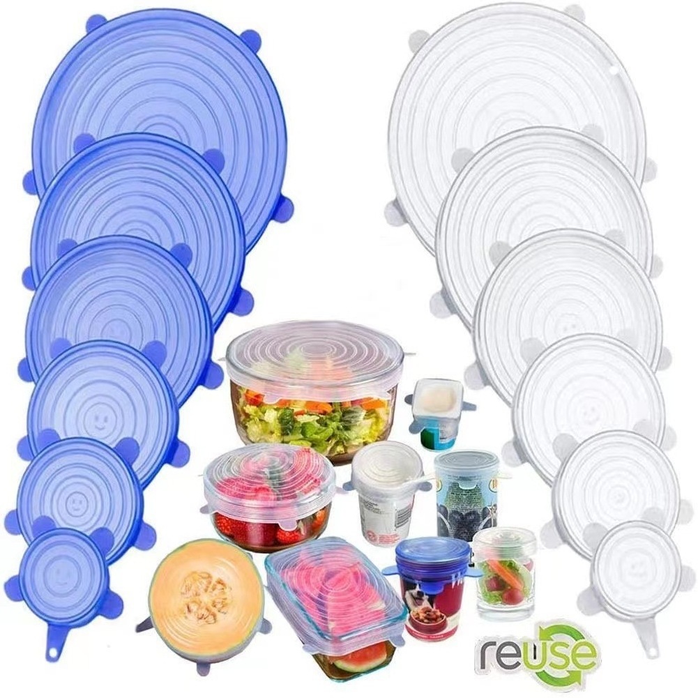 DD2625 Reusable 6pcs Durable Food Storage Covers for Bowl Different Diameter Container Silicone Stretch Lids