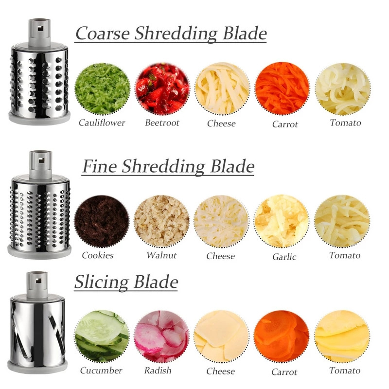 O26 3 in 1 Vegetable Mandoline Slicer Swift Rotary Drum Grater Nut Shredder Veggie Cutter Peeler Spiralizer Cheese Chopper