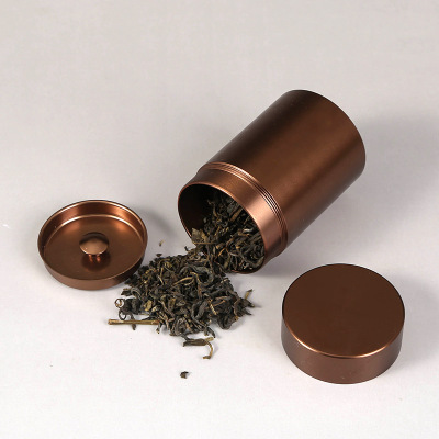 P87 Titanium aluminum alloy mini  tea tin box  packaging metal small  can inner cover double layer cover tea can