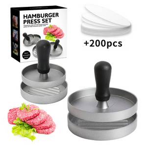 DD1131   DIY Kitchen Plastic Handle Patty Hamburger Maker with Wax Paper Manual Non-stick Pie Mold Beef Meat Burger Press