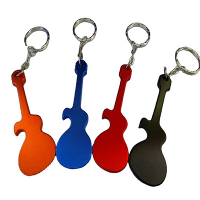 WDD492 Creative Metal Keychain Bottle Opener Colorful Guitar Type Aluminum Alloy Beer Opener Mini Musical Instrument Opener