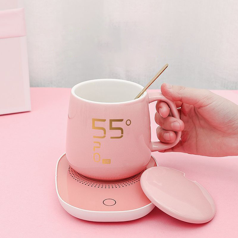 DD2166 Custom Girls Gift Box Set Thermostatic Cup Porcelain Pink Ceramic Tea Coffee Mug for Mothers Day Valentine Wedding