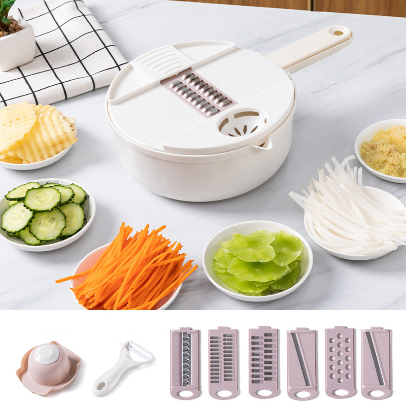 CXT005 Multifunctional Vegetable Cutter 9/12 Piece Kitchen Slicer Set Carrot Cheese Grater Potato Chips Grinder Shredder