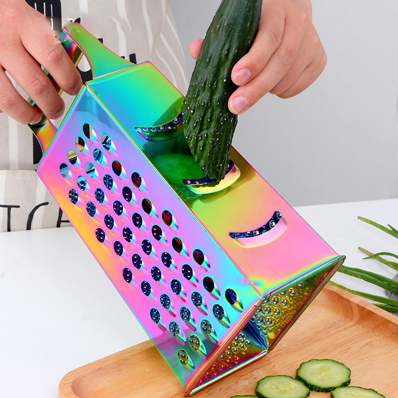 DD1077  Professional Potato Cheese Cucumber Vegetables Peeler Rainbow Titanium Box Slicer Stainless Steel Grater with 4 Sides