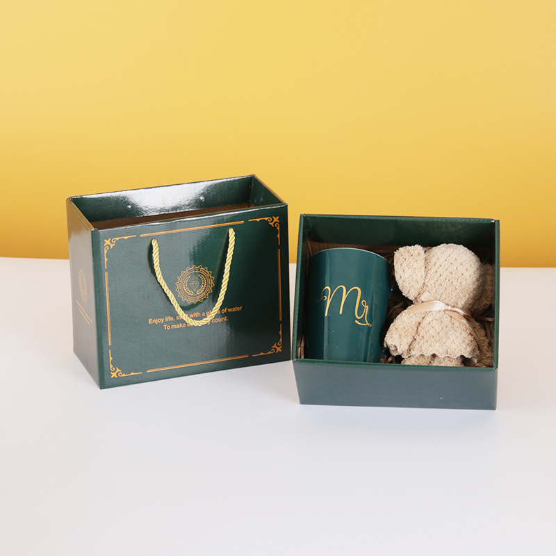 DD2184  Wedding Baby Shower Towel Bear Stuffed Souvenirs Mug Set Porcelain Cups with Gift Box Ceramic Coffee Cup Set