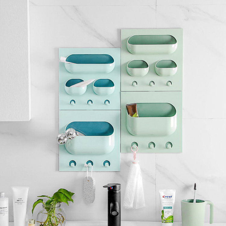 A1048 Multi-Purpose Wall Paste Storage Shelf Hanging Bath Kitchen Organizer Racks Free Punch Strong Seamless Paste Storage Rack