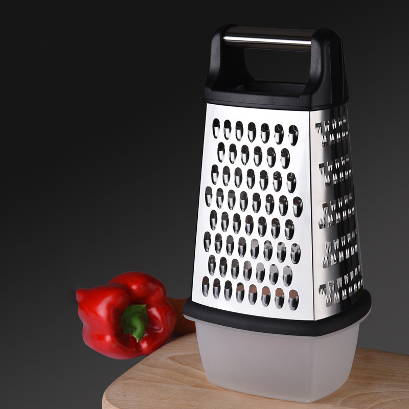 DD1078  Kitchen Slicer 4 Sides Vegetables Ginger Cheese Shredder Zester Grater Stainless Steel Box Graters with Container