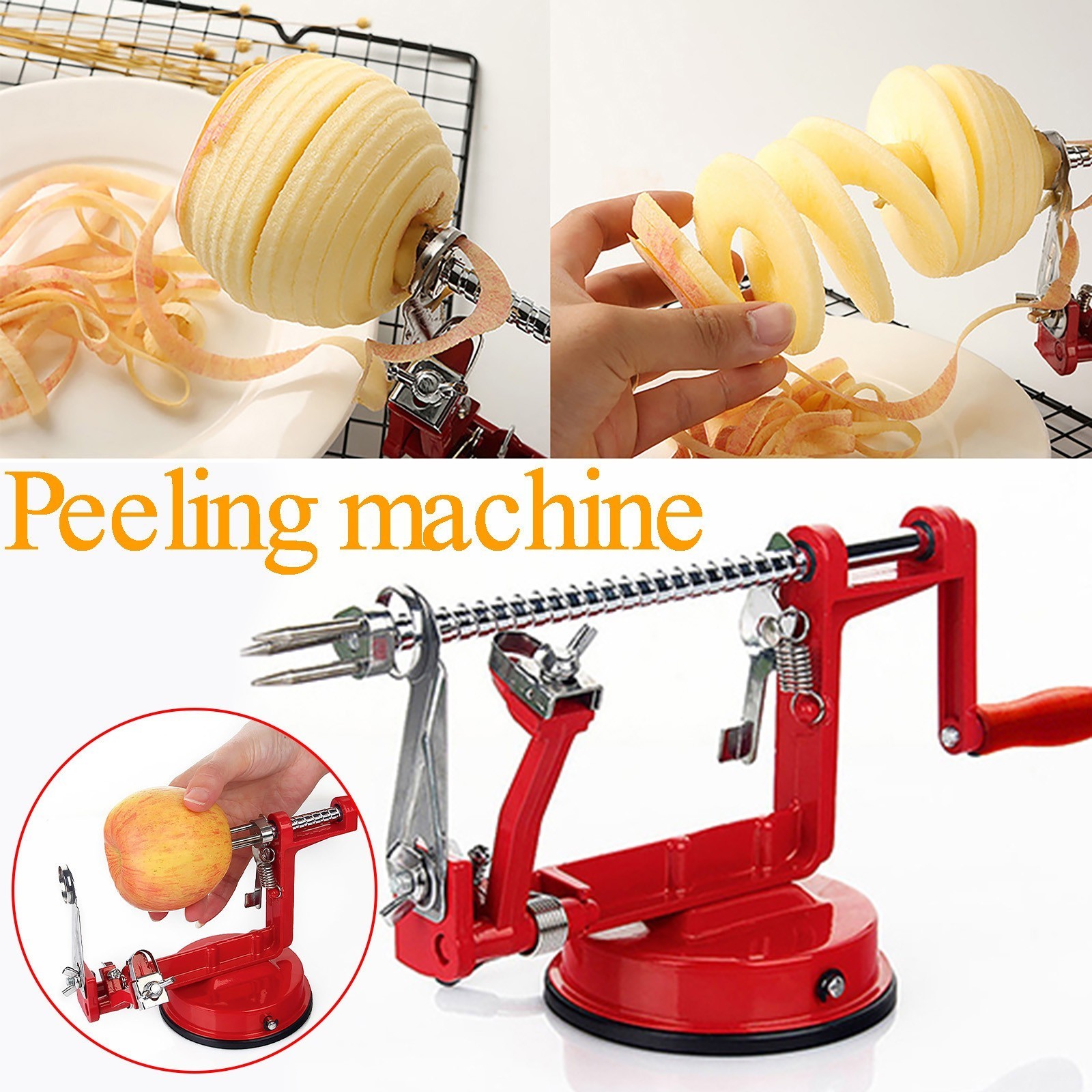 A1013 3 in 1 Steel Fruit Potato Apple Machine Peeler Corer Slinky Slicer Cutter Bar Hand-cranked Clipping Fruit Potato Peeler