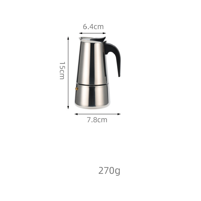 S082 Portable Espresso Coffee Maker Moka Pot Hand made  Stainless Steel Coffee Brewer Kettle Pot For Pro Barista