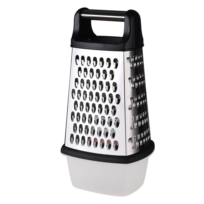 DD1078  Kitchen Slicer 4 Sides Vegetables Ginger Cheese Shredder Zester Grater Stainless Steel Box Graters with Container