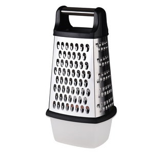 DD1078  Kitchen Slicer 4 Sides Vegetables Ginger Cheese Shredder Zester Grater Stainless Steel Box Graters with Container