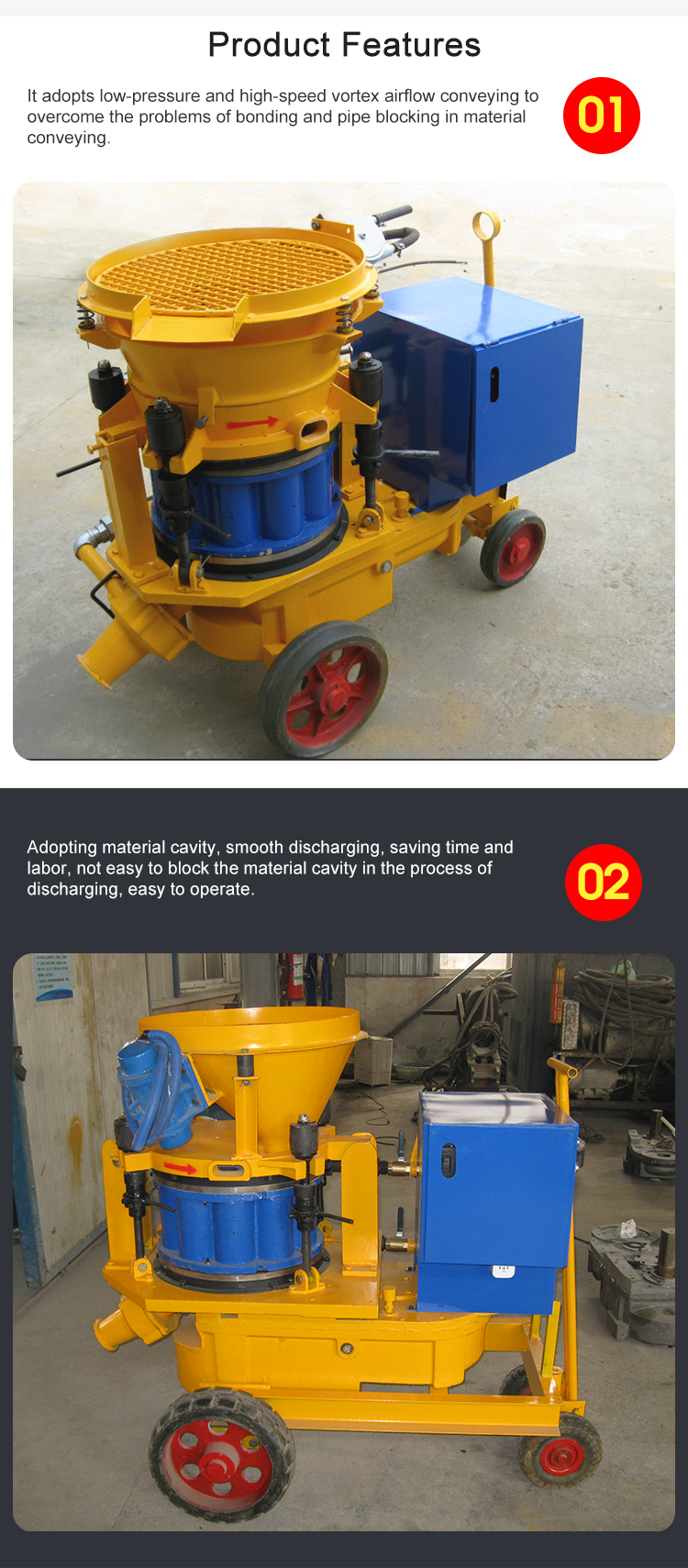 New Technology 7m3/h Air Motor Dry Shotcrete Gunite Machine For Spraying Concrete