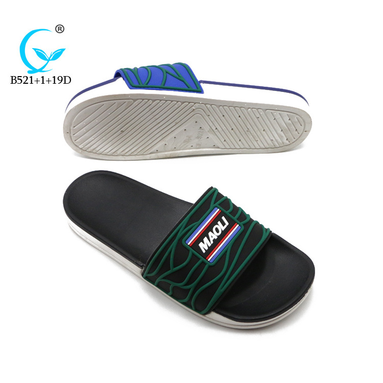 plain customized design 3d screen print slipper, custom logo man pu slide sandals, blank sublimation slides