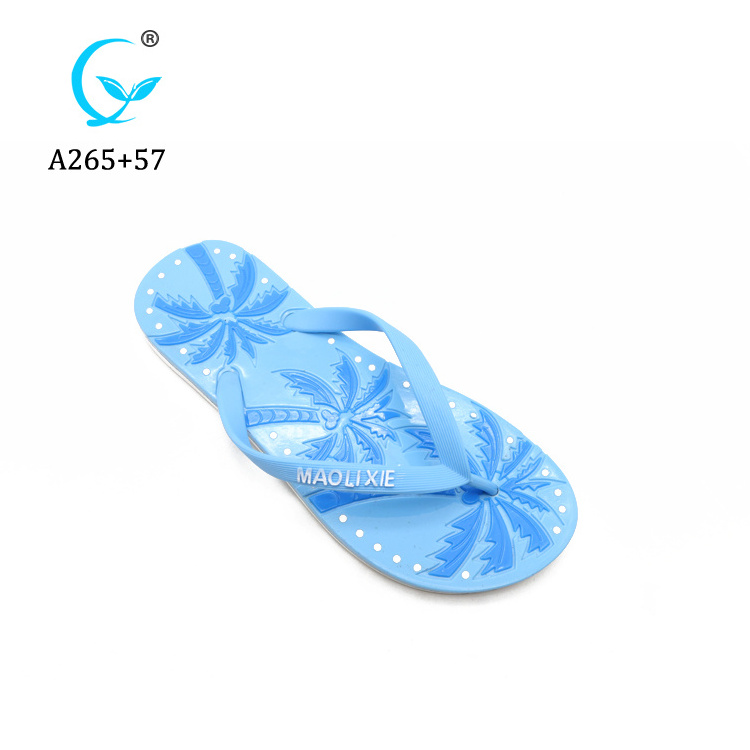 Custom indoor palm printed anti skid women sandals plastic straps flip flops/ Balance slipper shoe