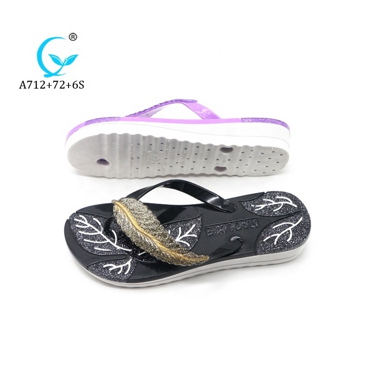 wholesale price fancy ladies design heel sandals rubber women flip flops slipper