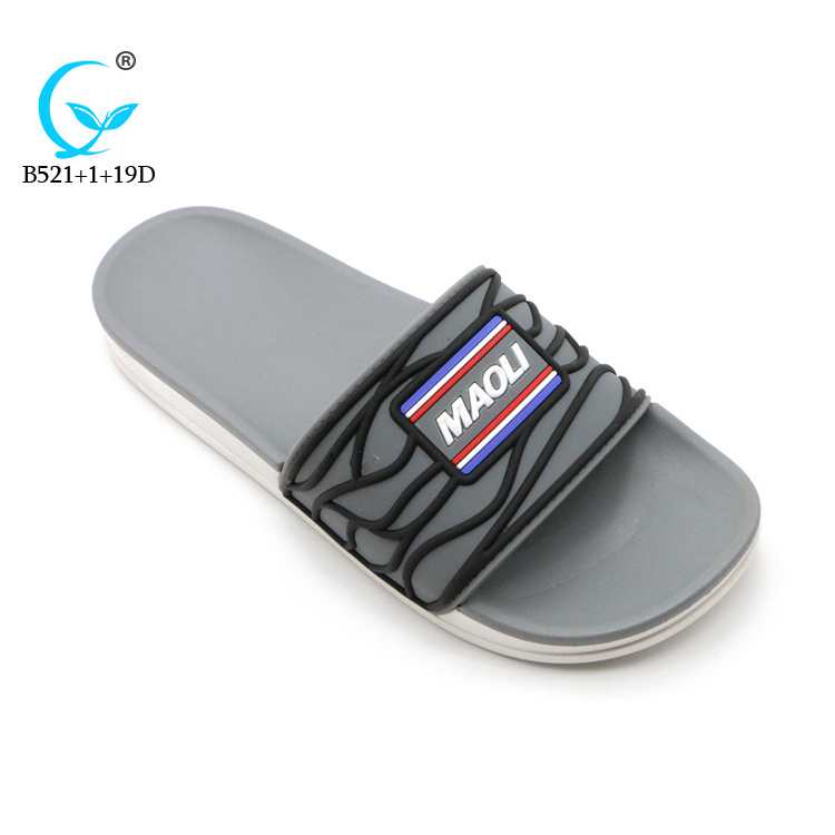 plain customized design 3d screen print slipper, custom logo man pu slide sandals, blank sublimation slides