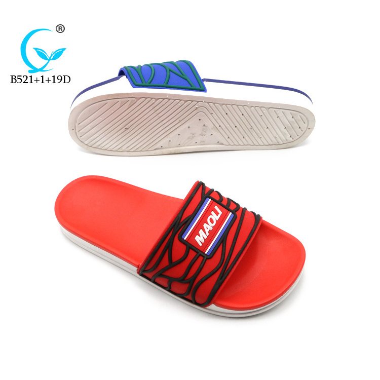 plain customized design 3d screen print slipper, custom logo man pu slide sandals, blank sublimation slides