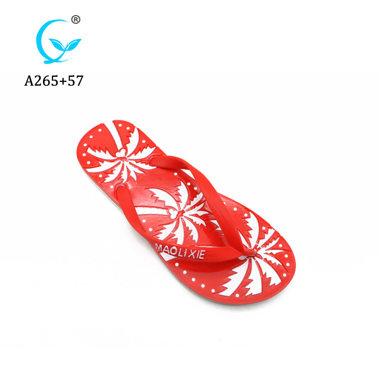 Custom indoor palm printed anti skid women sandals plastic straps flip flops/ Balance slipper shoe