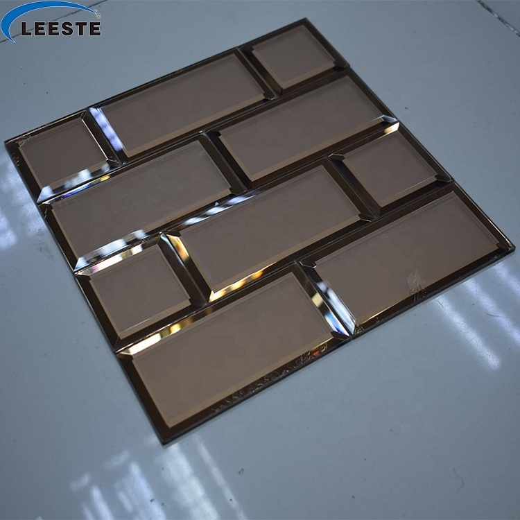 Popular Decorative for kitchen backsplash bathroom Mirror wall 3d  Mix Gold Glass Mosaic Tiles