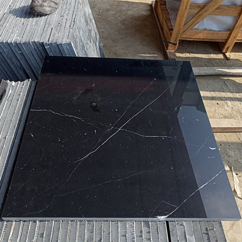 Chinese Quarry Origin Stone tile price polished Nero Marquina Black Marble Slab