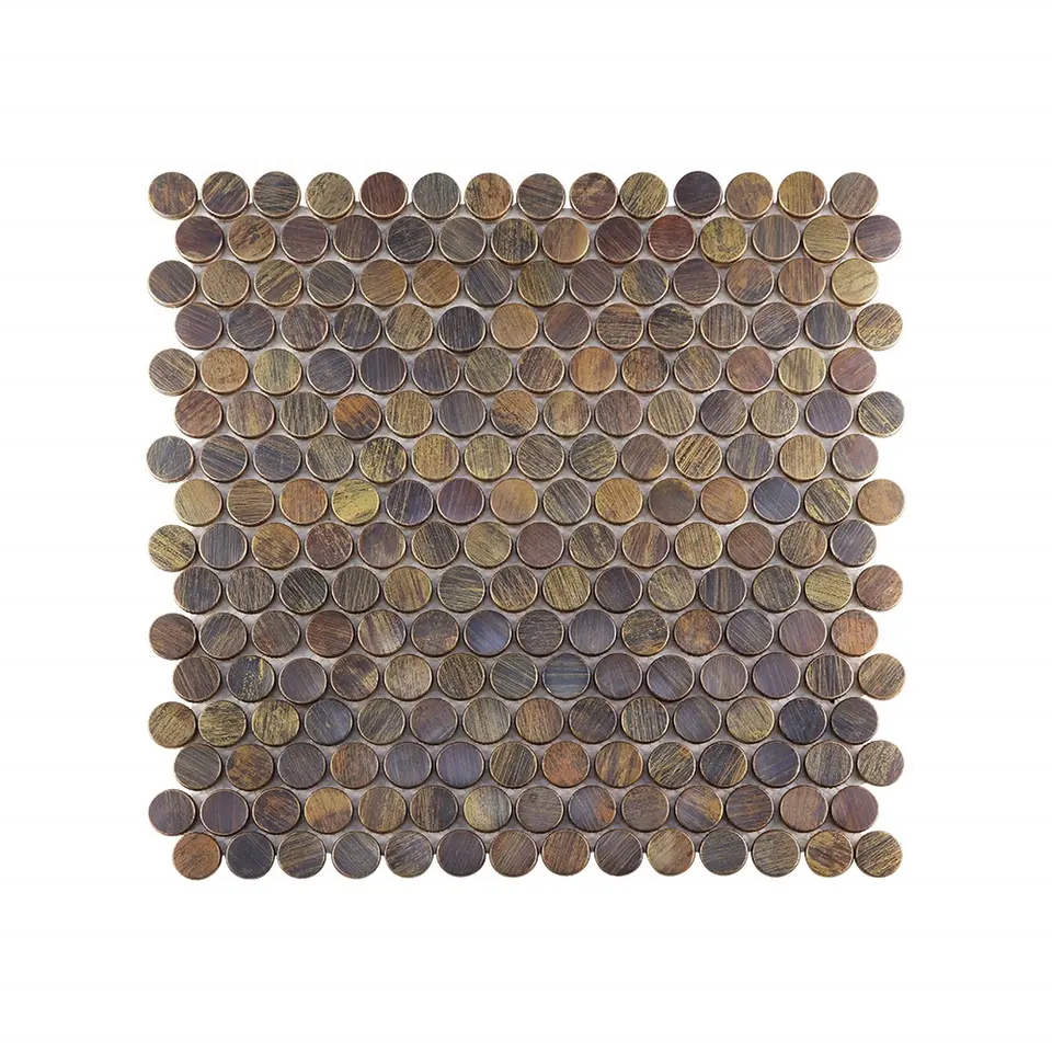 Factory Sale Price Bronze Yellow Copper Color Metal Mosaic Kitchen Backsplash Tiles