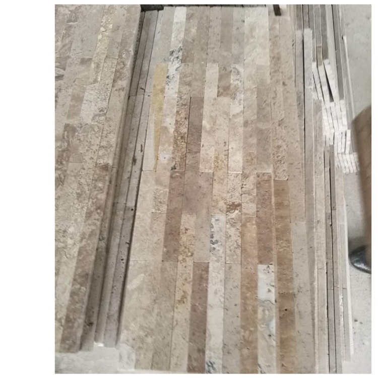 Natural Veneer Coffee Travertine Stacked Exterior Culture Stone Beige Wall Panel