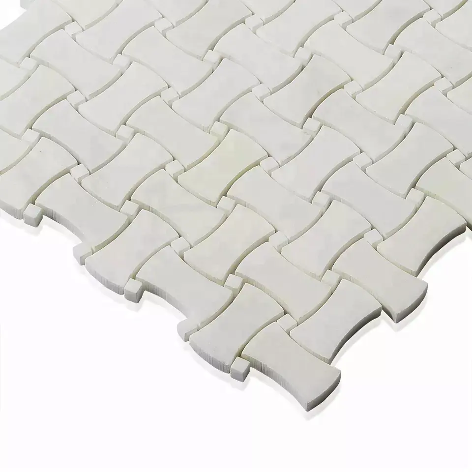 Hot Sale Dog Bone Design Basketweave White Marble Mosaic Subway Tile