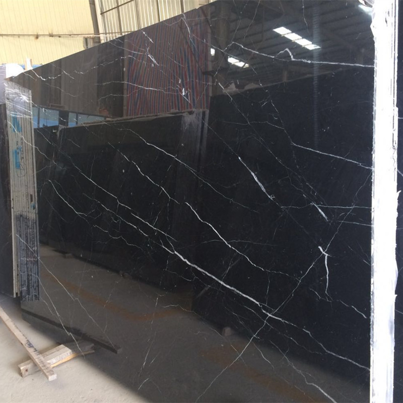 Chinese Quarry Origin Stone tile price polished Nero Marquina Black Marble Slab