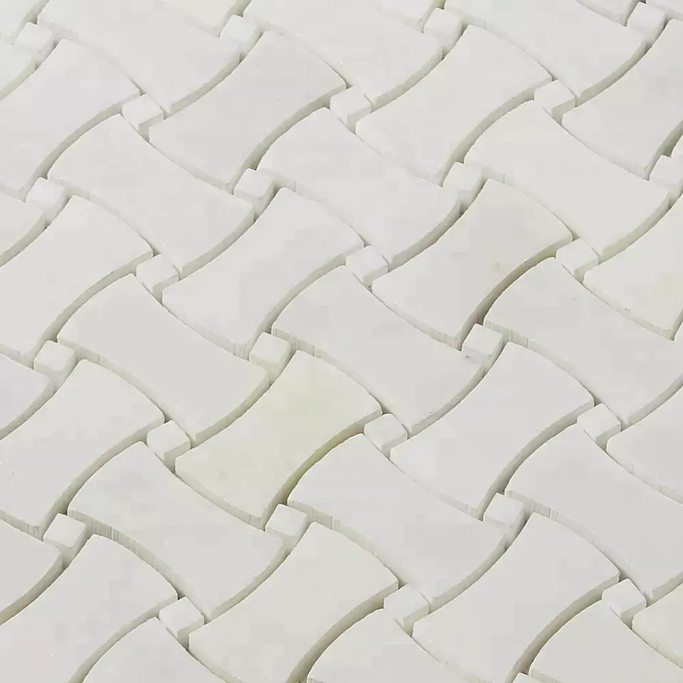 Hot Sale Dog Bone Design Basketweave White Marble Mosaic Subway Tile