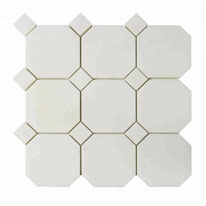 Factory price century floor and wall decoration marble moasaic Octagon new design polished grey and white  marble mosaic tiles