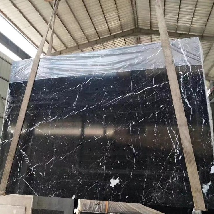 Chinese Quarry Origin Stone tile price polished Nero Marquina Black Marble Slab