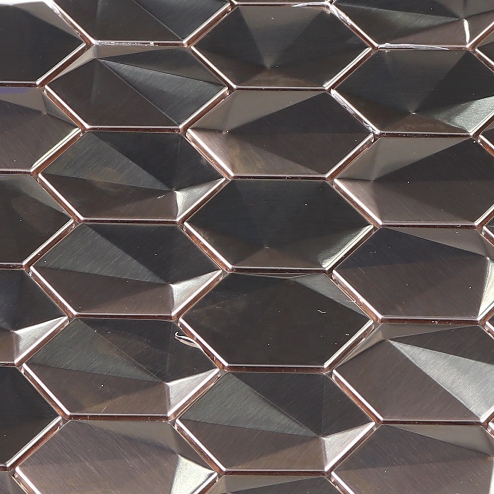 Best-selling rose gold and pink color 3D hexagon shape stainless steel metal mosaic tiles