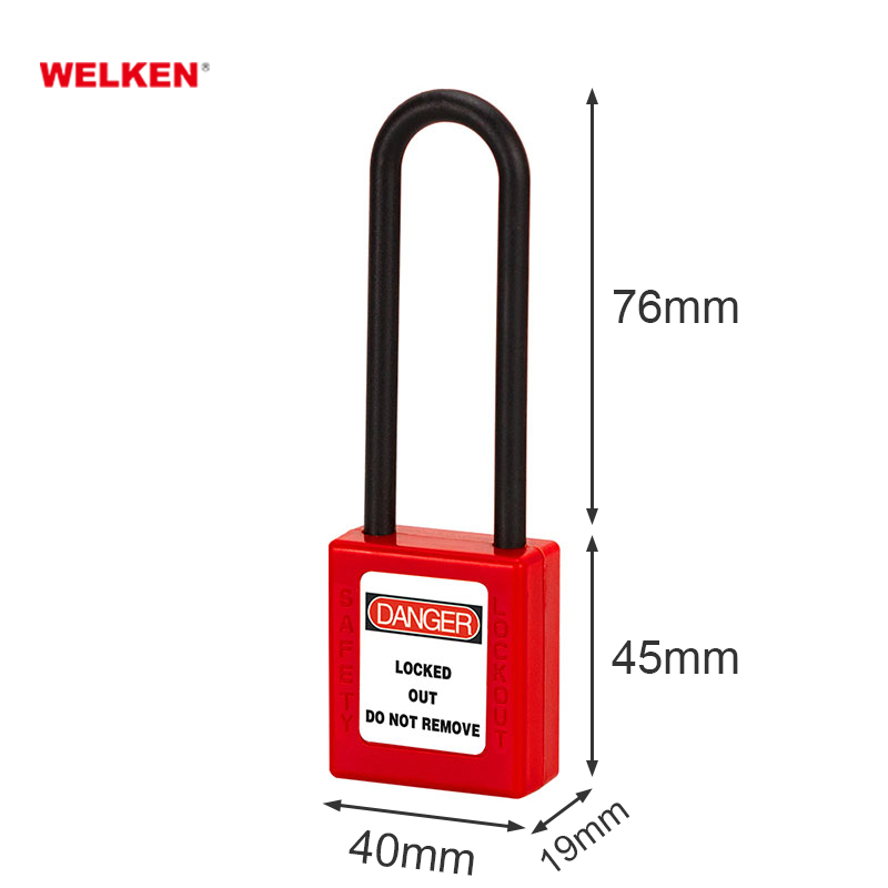 76mm nylon shackle lock locks Insulation Nylon lockout Safety security padlock ABS plastic  lockout padlock