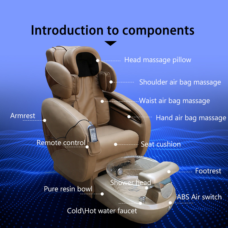 Healthtec 2021 Modern Nail Spa Salon Chair Luxury Human Touch Massage Pedicure Spa Chair