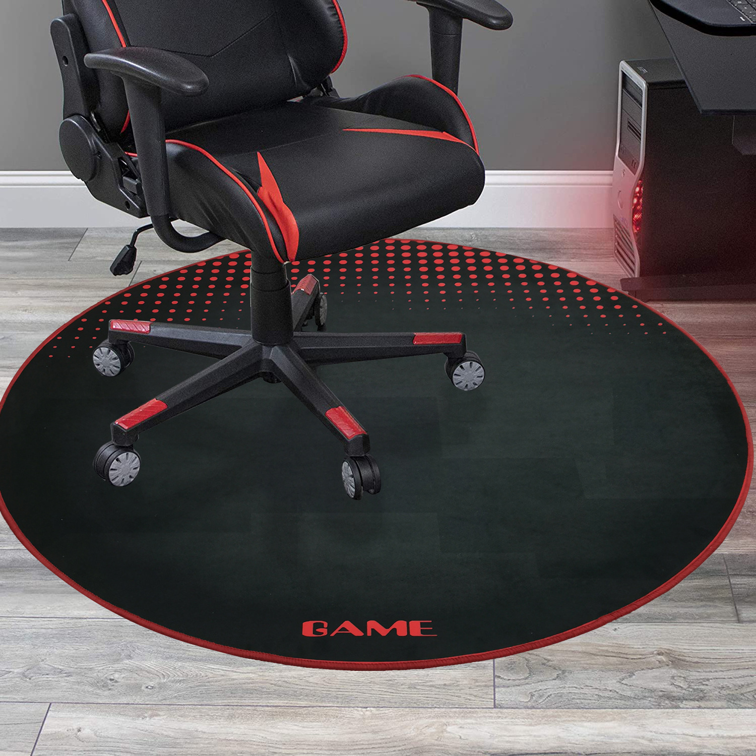 Custom Red Black Pattern Gaming Chair Mat for floor Protection in Office and Home BestSuppliers