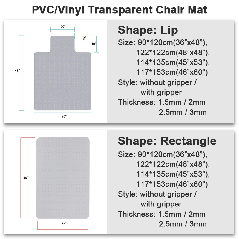 Computer Chairs Mat Floor Fatigue Protector PVC Desk Chair Mats for Carpet Transparent Plastic Custom Home Room Office Modern DK