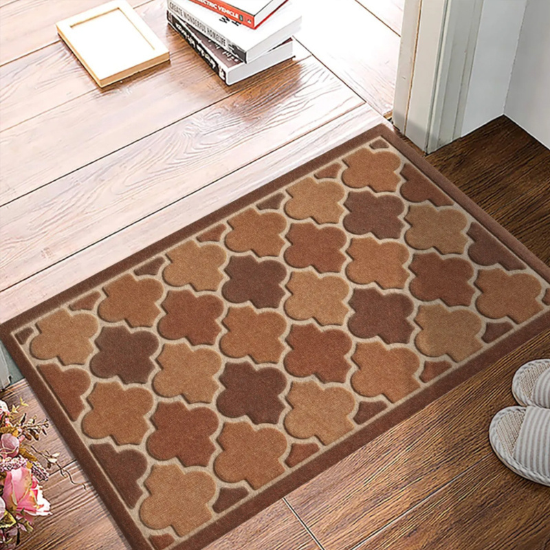 Commercial carpet anti slip rug welcome customized rubber backed Polyester pp Plain doormat for home entrance Door floor Mat