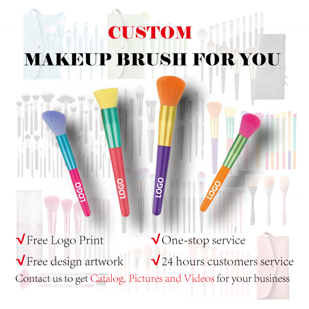 2024  Logo Flat Foundation Brush For Face Best Seller Black Makeup Brush Flat Single Private Label Soft Kabuki Brush With Case