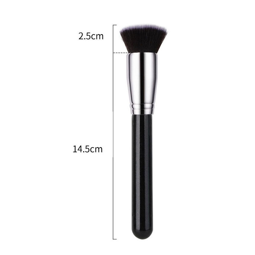 2024  Logo Flat Foundation Brush For Face Best Seller Black Makeup Brush Flat Single Private Label Soft Kabuki Brush With Case