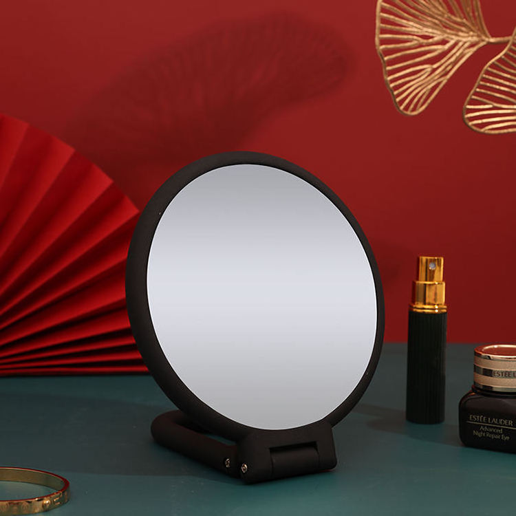 Double-sided Cosmetic Mirror Magnifying 2x Portable Make-up Mirror Mini Round Foldable Handle mirror